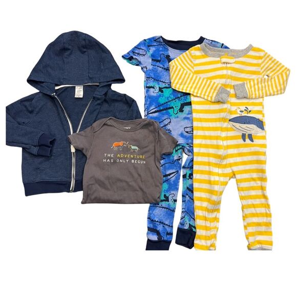 Carter’s Toddler Boy Bundle 24M – Hoodie, Pajamas, Tee (4 Pc Set) Summer to Fall - Picture 1 of 9